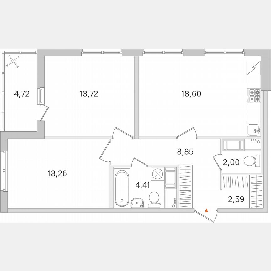 2-к. квартира, 65,8 м², 7/8 эт.