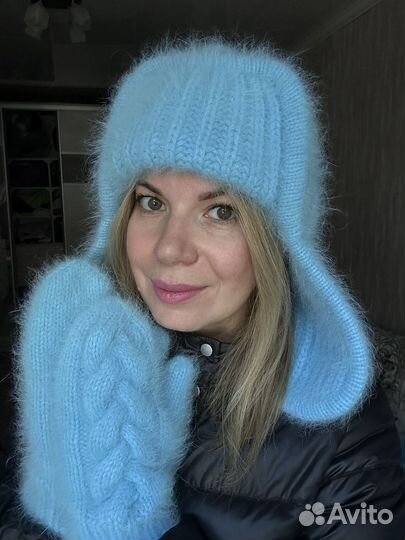 Комплект ушанка и варежки