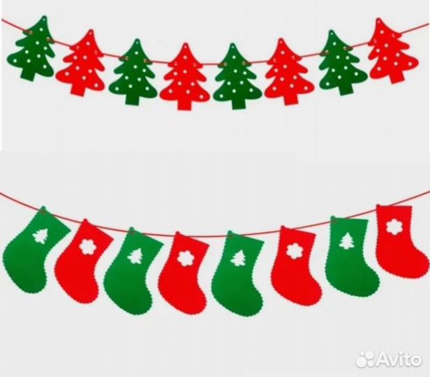 Гирлянда новый год Рождество 2 м войлок