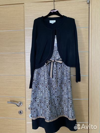Летнее хлопковое платье с жакетом болеро размер 50