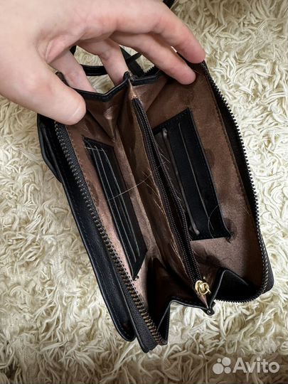 Сумка кошелек женский черный для телефона и карт