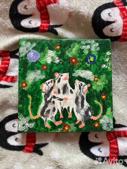 Картина, нарисованная акрилом. «Танец подружек»