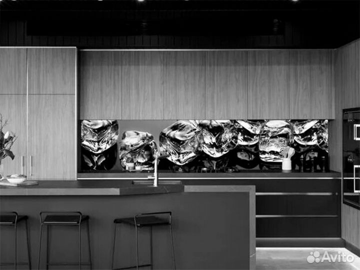 Панель фотопечать Гурман79 Лёд на черном 600*3000*