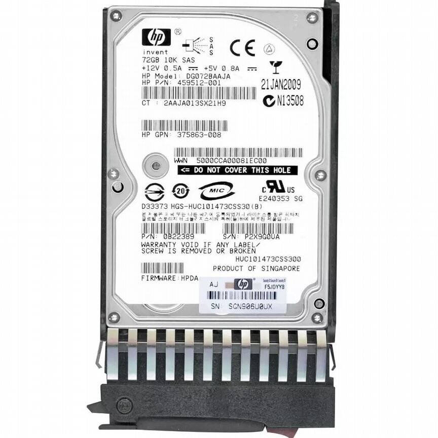 [DG072BAAJA] Жесткий Диск Hp 72gb Sas 2,5" Hdd Dg072baaja