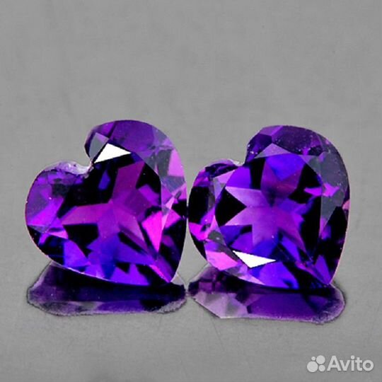 Аметист натуральный 2,12Ct 2шт 7х7мм VVS Heart