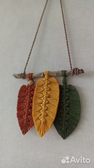 Панно макраме листья