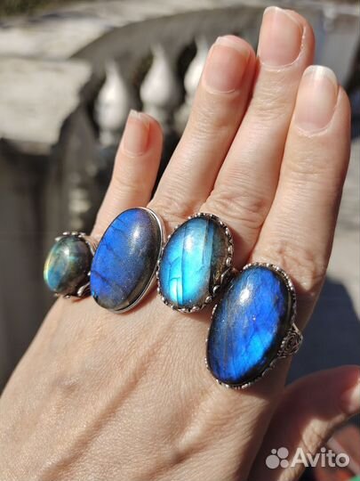 Кольцо с лабрадоритом серебро 925