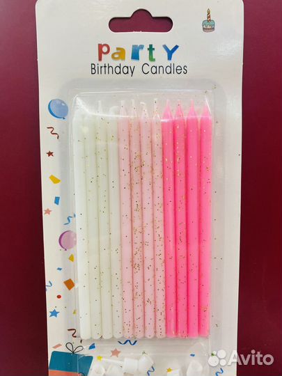 Набор свечей 12 шт. с блеском в ассортменте