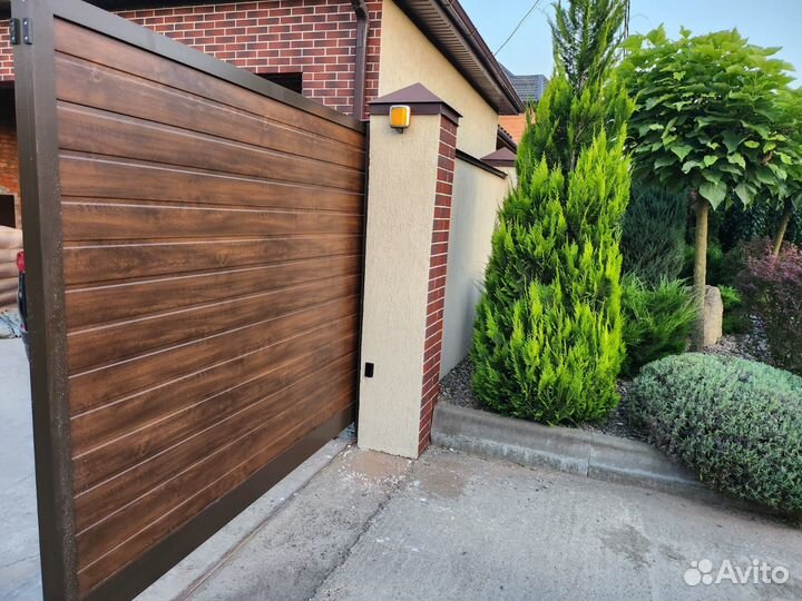 Откатные ворота m произв Алютех установка