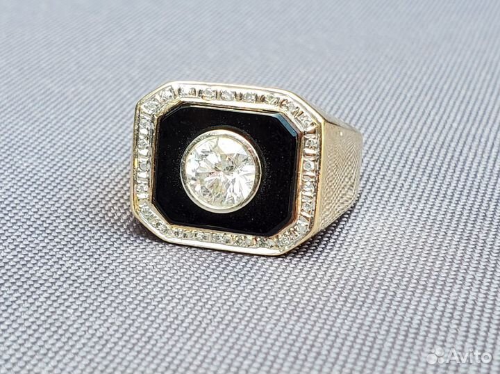 Перстень Печатка золото 585 бриллиант 1 карат