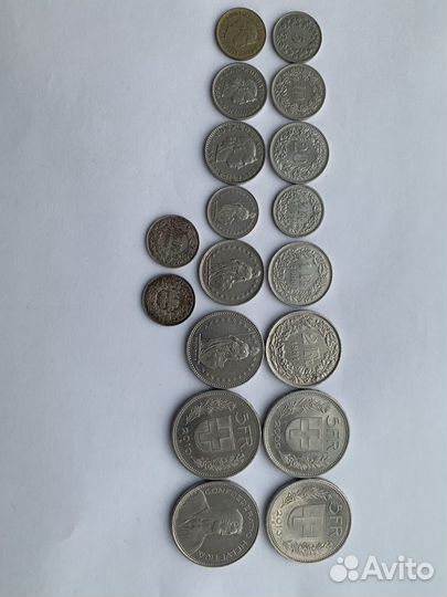 Швейцария и США регулярные монеты по годам