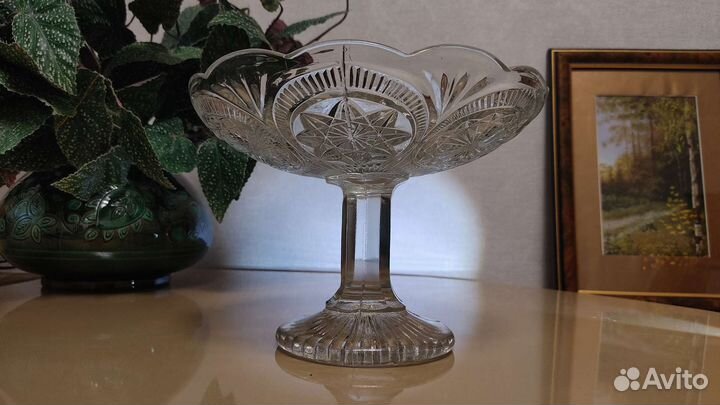 Ваза фруктовница цветное стекло СССР