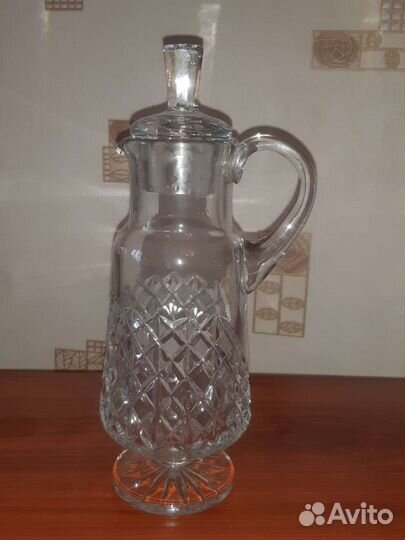 Хрустальный кувшин с крышкой и фужеры СССР
