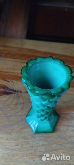 Вазочка малахитовое стекло винтаж