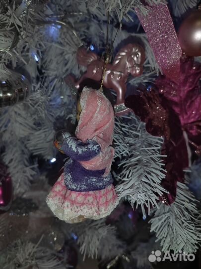 Ватная ёлочная игрушка, милая девочка