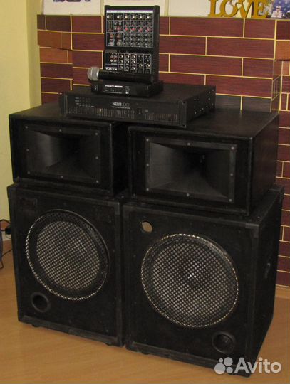 Колонки C-Mark 1100W 4шт Усилитель Микшер Микрофон