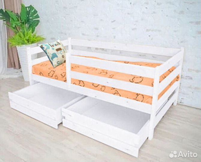 Кроватка высокий борт детская софа эко из натураль