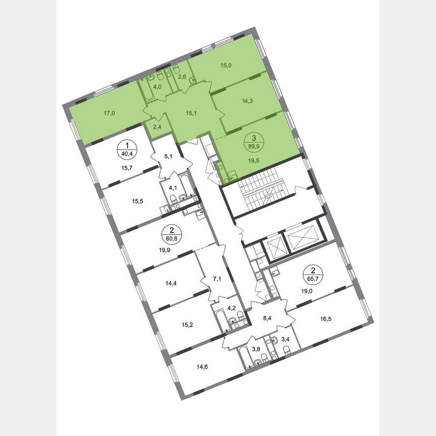 3-к. квартира, 89,9 м², 16/17 эт.