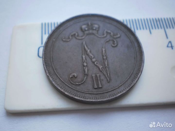 Монета 10 пенни 1916 год Русская Финляндия