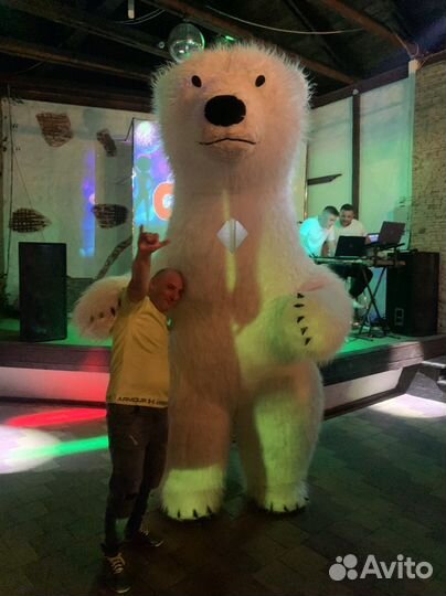 Танцующий белый мишка/Аниматор/Ростовая кукла