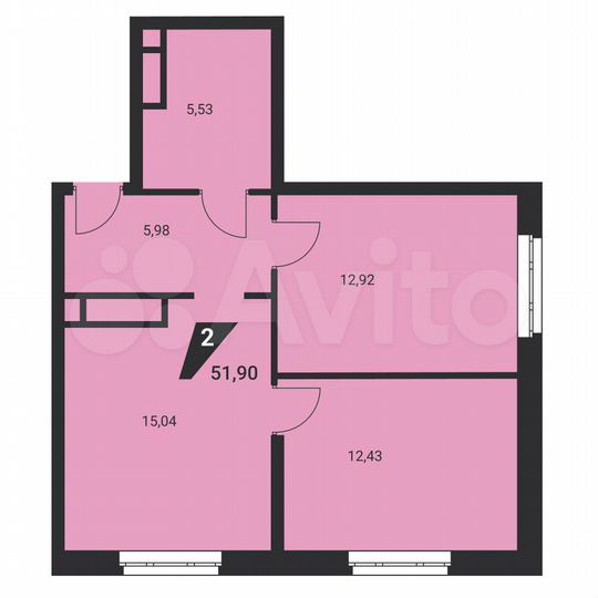 2-к. квартира, 51,9 м², 18/21 эт.
