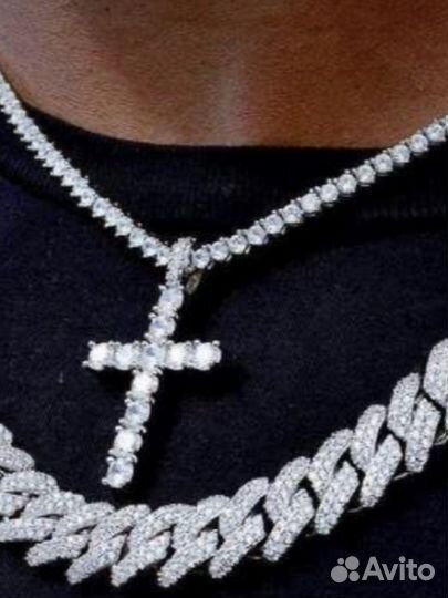 Мжуская подвеска цепочка крест многослойная