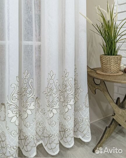 Тюль флоренция бронза готовый на окна пошив