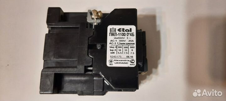 Пускатель, Контактор пмл-1100 0*4Б 20А