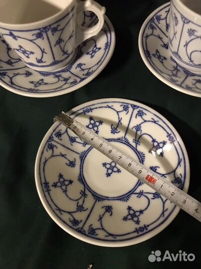 9 чайных пар синий лук, индийский узор