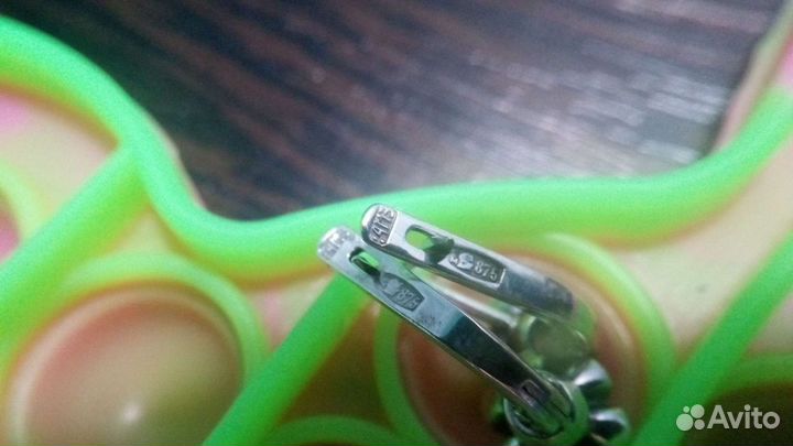 Серебряные серьги СССР 875 пробы с гранатом