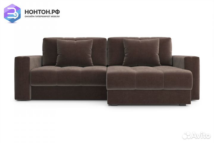 Диван угловой тик-так Монарх коричневый