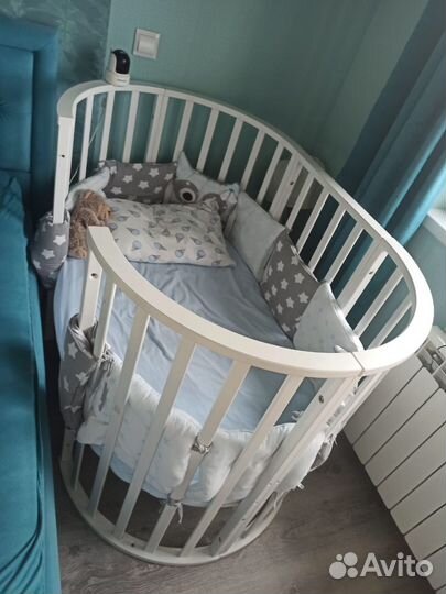 Детская кроватка с маятником круглая трансформер