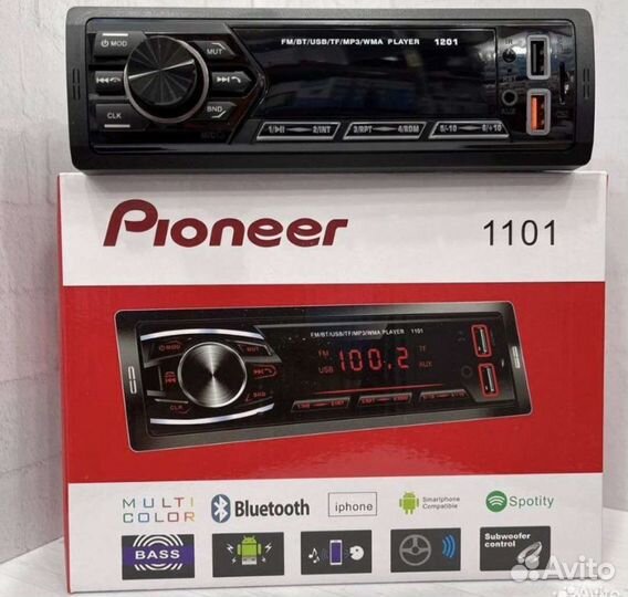Магнитола 1 din pioneer 1101 aux/ Bluetooth/usb