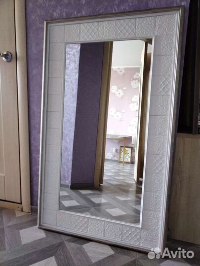 Зеркало большое белое ручной работы