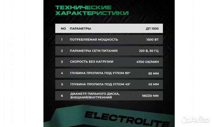 Циркулярная пила electrolite дп 185/1500 (1500 Вт
