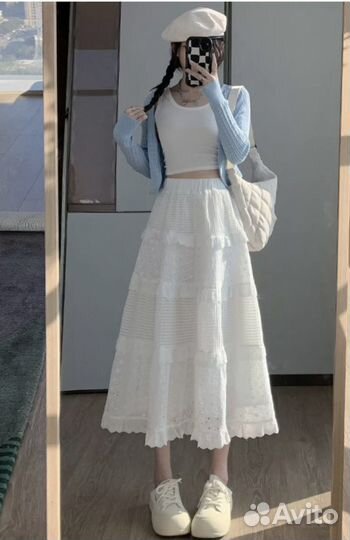 Длинная юбка с волонами