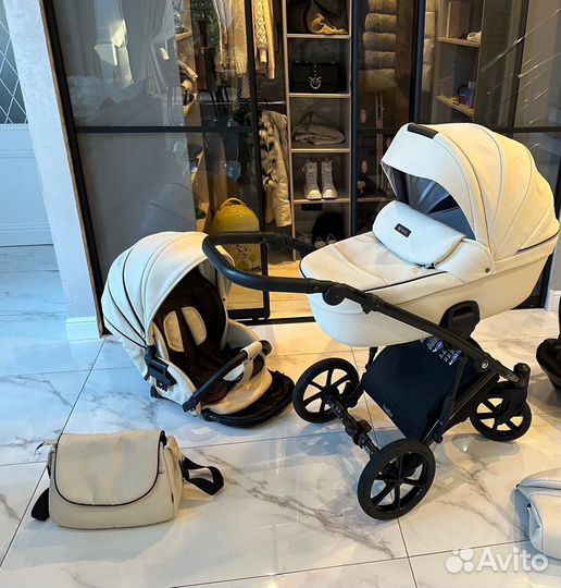 Детская коляска 2 в 1 Tutis Viva в коже
