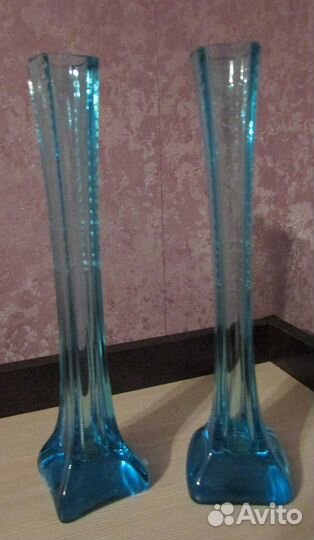 Вазы стеклянные советские длинные