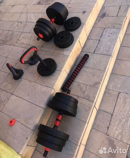 Набор 30кг гантели 2х15, гири, мини штанга