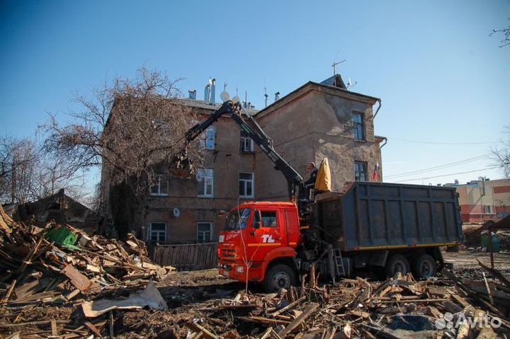Слом домов вывоз деревьев строительного мусора
