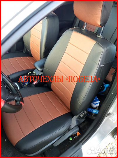 Чехлы Kia Ceed 1 из экокожи чёрно-коричневые Класс