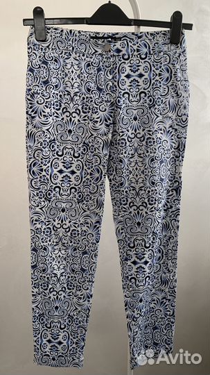 Брюки хлопок летние сине-белые