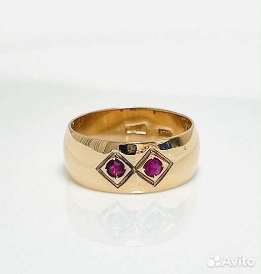 Золотое кольцо с корундами 583 проба