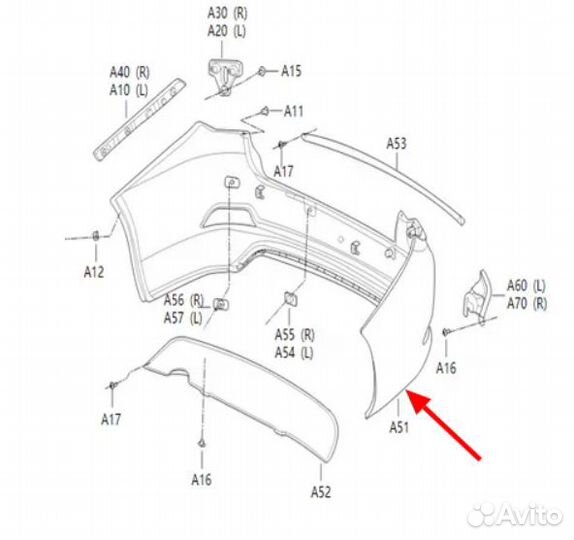 Задний бампер Baic U5 plus