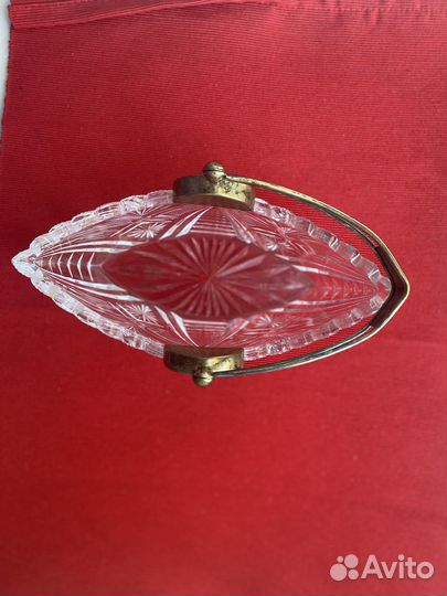 Ладья конфетница хрусталь в серебре875п.ссср 60е