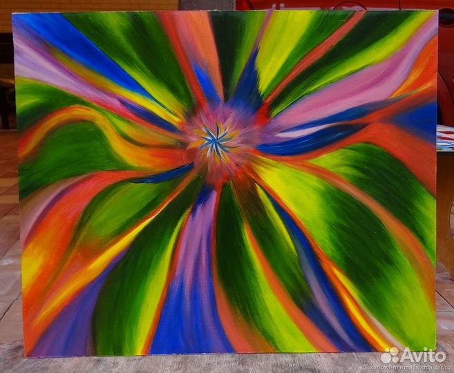 Картина маслом цветок,абстракция, яркая картина