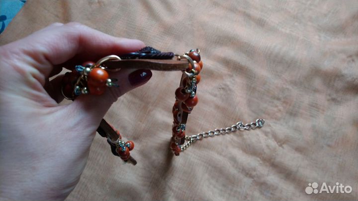 Винтажный пояс, ремень. Кожа, дерево, металл. 90е