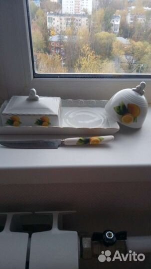 Набор масленка, ёмкость для лимона, нож