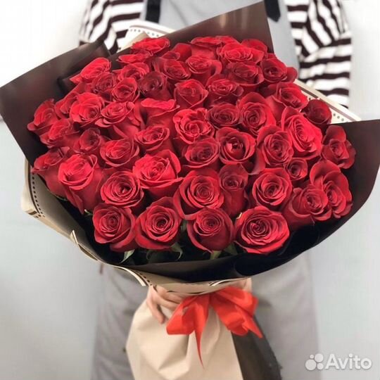 Букет из 51 красной розы 50 см