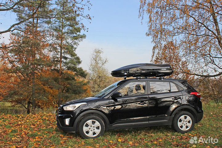 Бокс на крышу Atlant черный глянец 430л 184х80х44